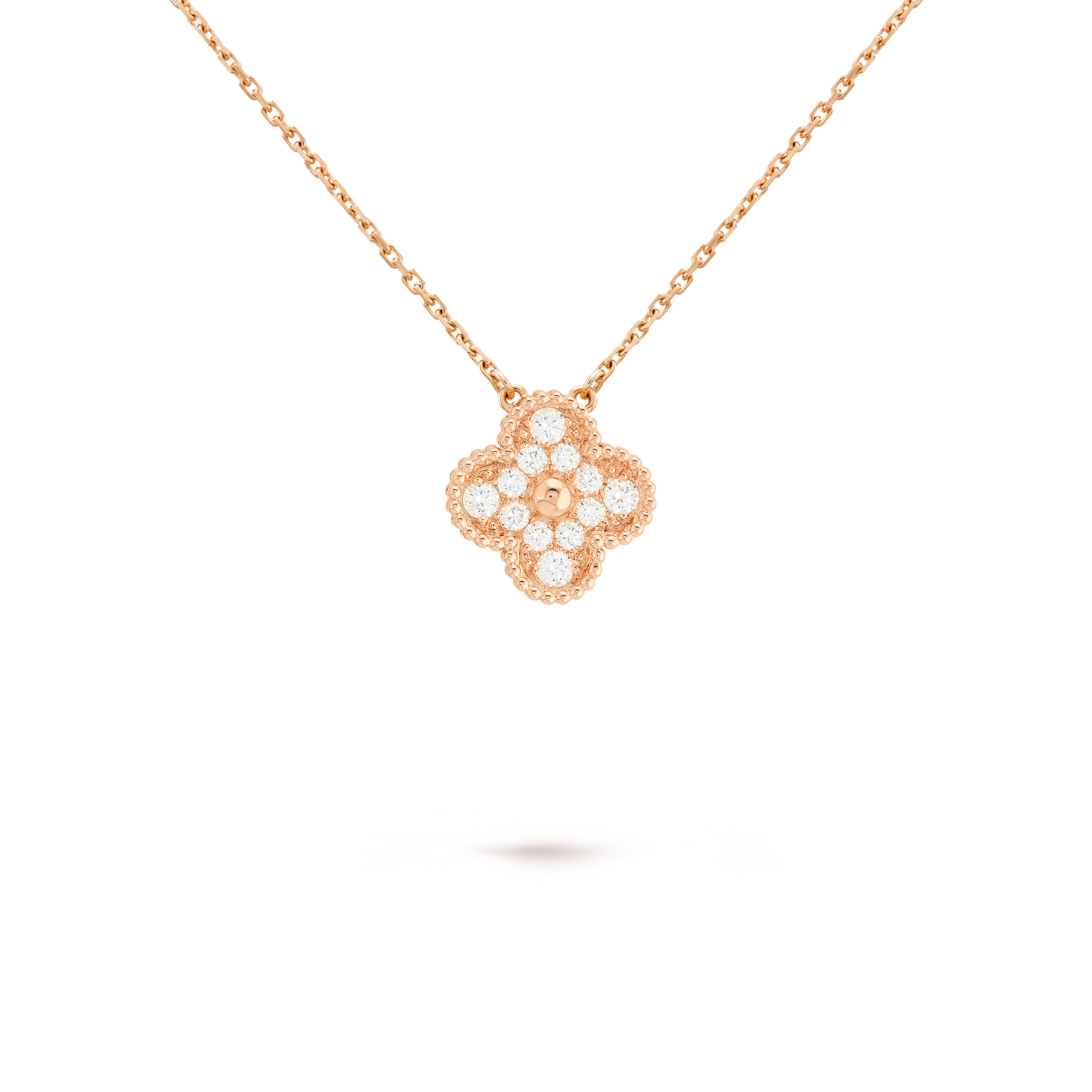 VAN CLEEF ARPELS VINTAGE ALHAMBRA PENDANT - ROSE GOLD, DIAMOND  VCARP2R300